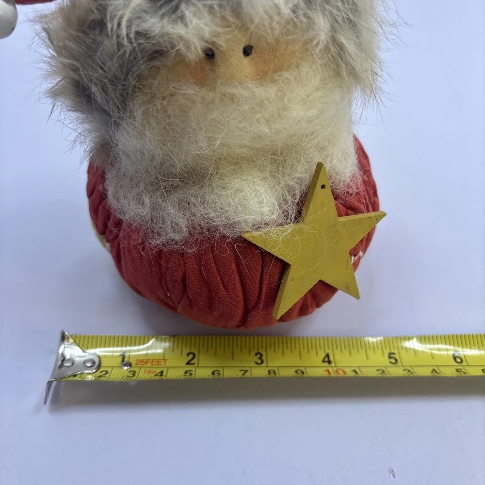 Vintage Quilted Santa Claus‎ Bean Bag Bottom Fur Hat Handmade 6
